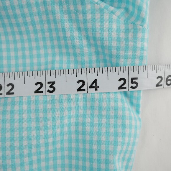 Izod Shirt Mens XL Aqua White Checkered Button Down Long Sleeve Casual Classic - Picture 12 of 16